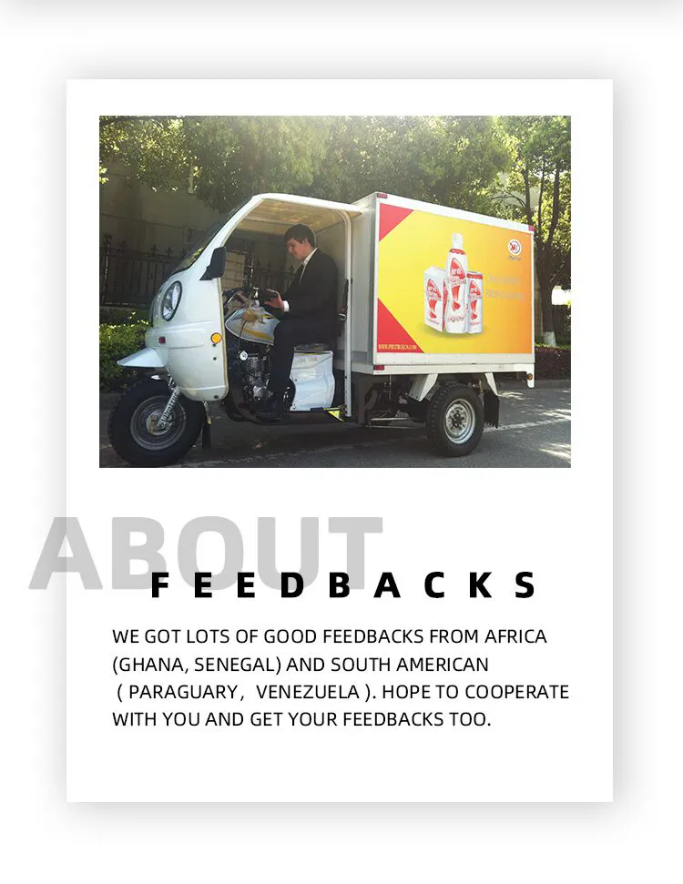 250cc Gasoline Cabin Tricycle with Enclosed PU Box for Food