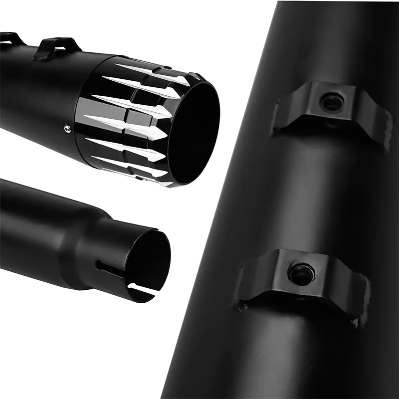 4" Megaphone Muffler Dual Exhaust Pipes for Harley Touring Road King Glide 95-16