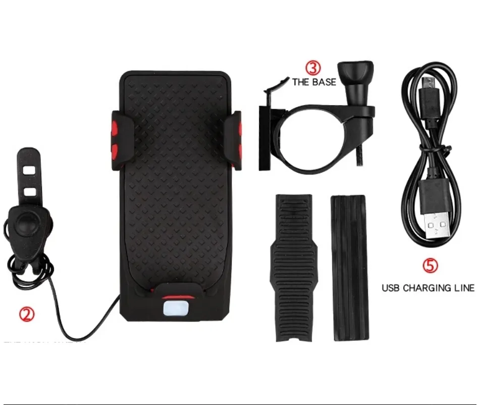 Bike Light Front Bicycle Light for Bike with Phone Holder and Horn