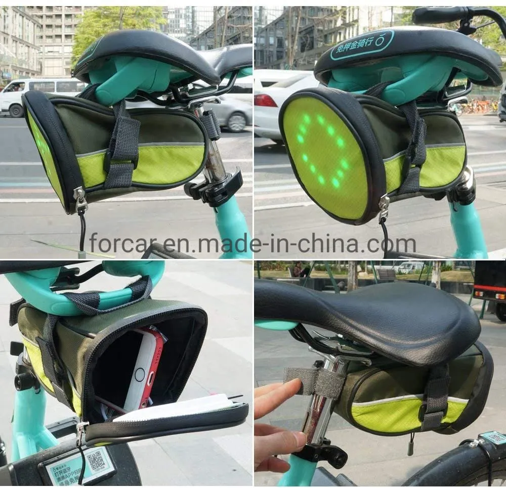 Bike Saddle Bag with Wireless Remote Control Warning Light Tail Light LED Flashing for Outdoor Cycling Driving