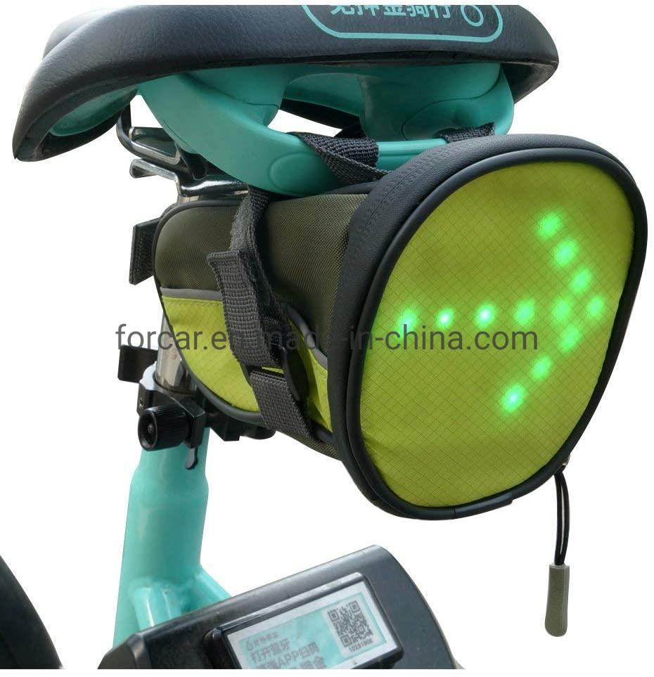 Bike Saddle Bag with Wireless Remote Control Warning Light Tail Light LED Flashing for Outdoor Cycling Driving