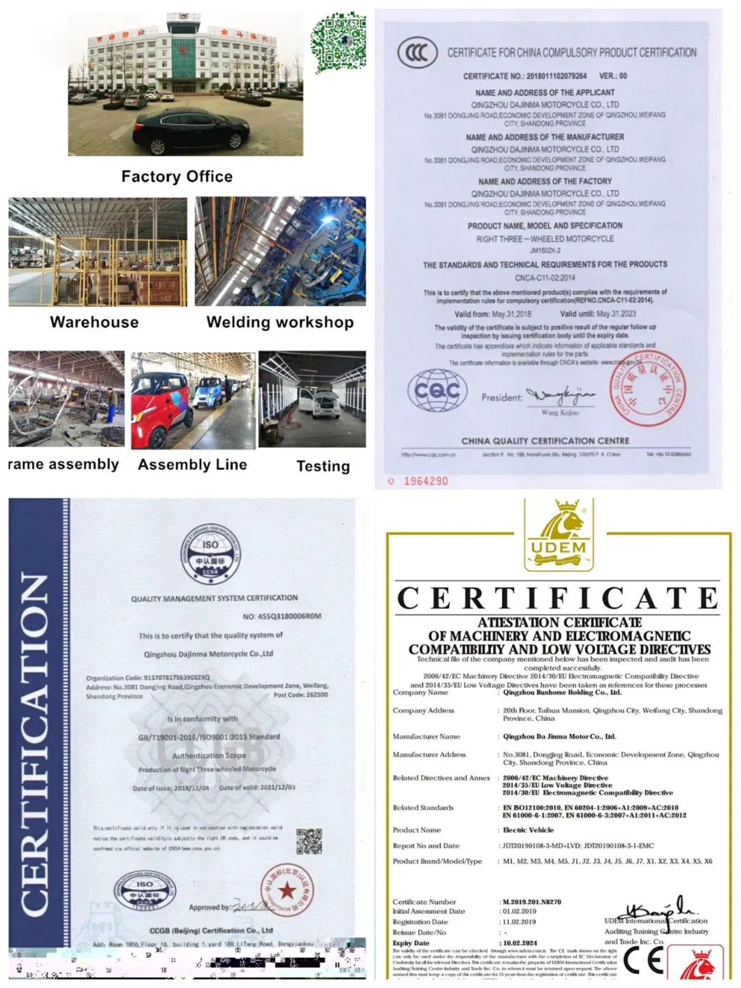 EEC Electric Car L2e Certificate Electric Vehicle 1500W Enclosed Electric Trike with Lithium Battery