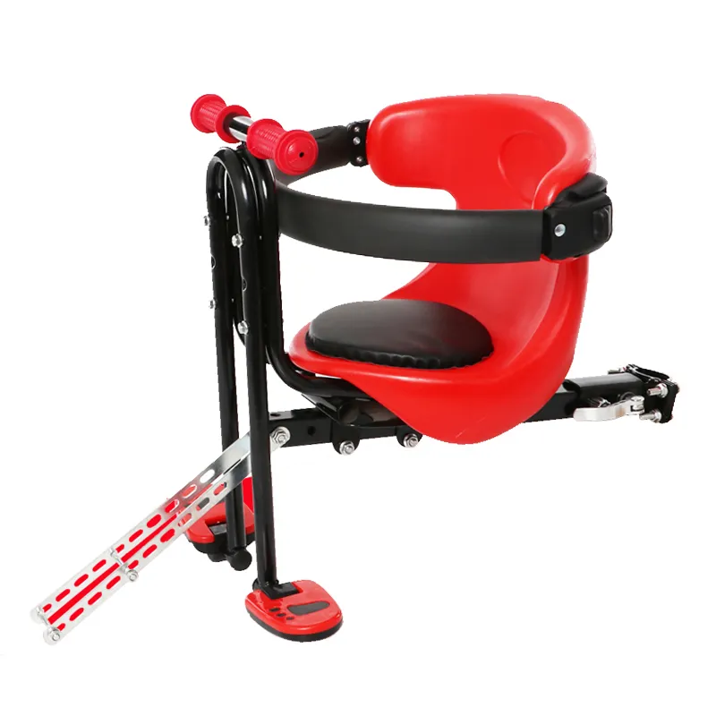 Front Baby Bike Seat Kids Safety Bicycle Kids Saddle with Foot Pedals Support Back Rest for MTB Road Bike
