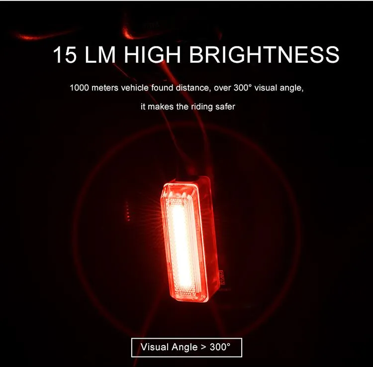 Gaciron 15 Lumen Tail Light for Bike LED Transparent Fashion Design 300 Degree Visual Angle Rear Light for Bike
