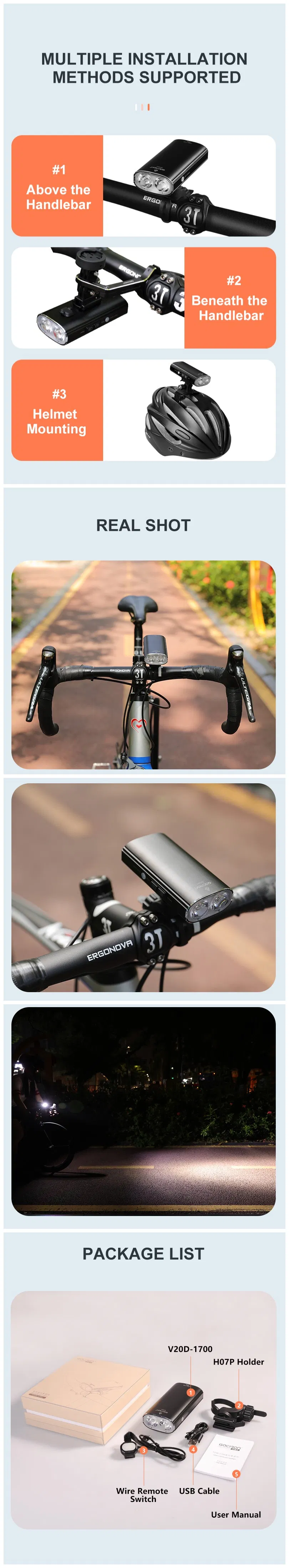 Gaciron Newest 1700 Lumen Aluminum Alloy Smart Bike Light Front Light and Taillight 2 in 1 LED Bike Light Set MTB Light