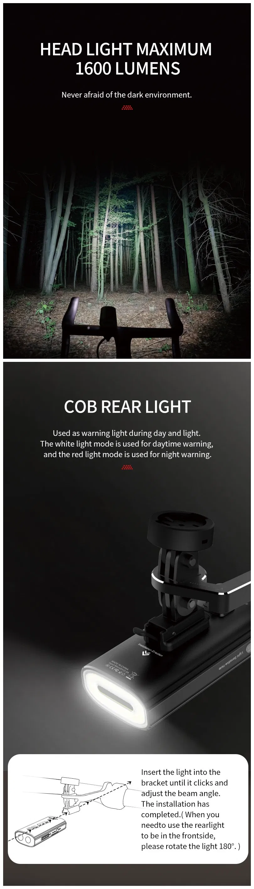 Gaciron Newest 1700 Lumen Headlight and Taillight 2 in 1 CREE Xml Built-in 5000 mAh Full Aluminium Alloy Ipx6 Bike LED Light