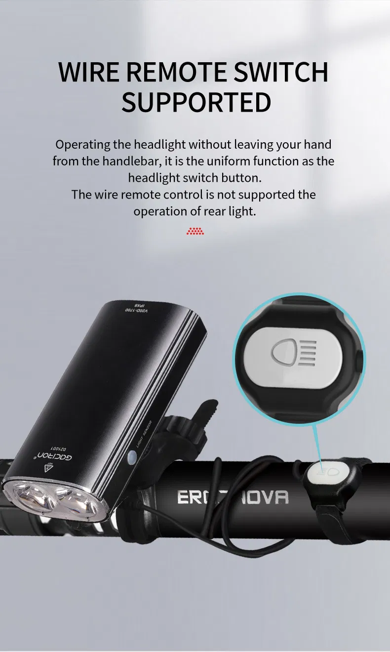Gaciron Newest 1700 Lumen Headlight and Taillight 2 in 1 CREE Xml Built-in 5000 mAh Full Aluminium Alloy Ipx6 Bike LED Light