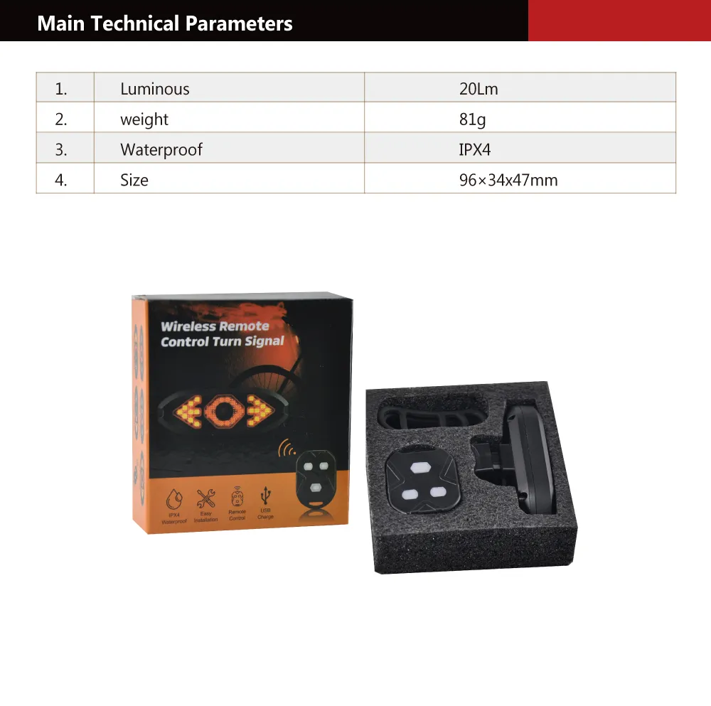 High Quality Remote Control Waterproof Safety Bicycle Tail Light 20lm Safety Rear Light Riding Tail Light Bike Light