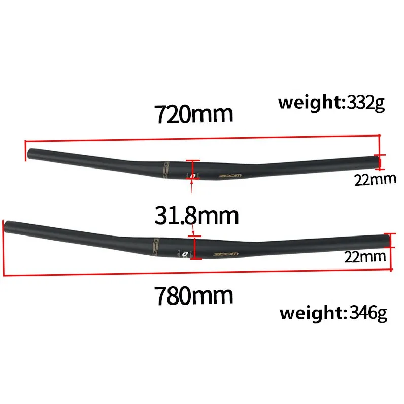 Hot Sale Zoom Aluminum Alloy 31.8mm Diameter Bend Handlebar 720/780mm Zoom 22mm Bicycle Handlebar for MTB Bike