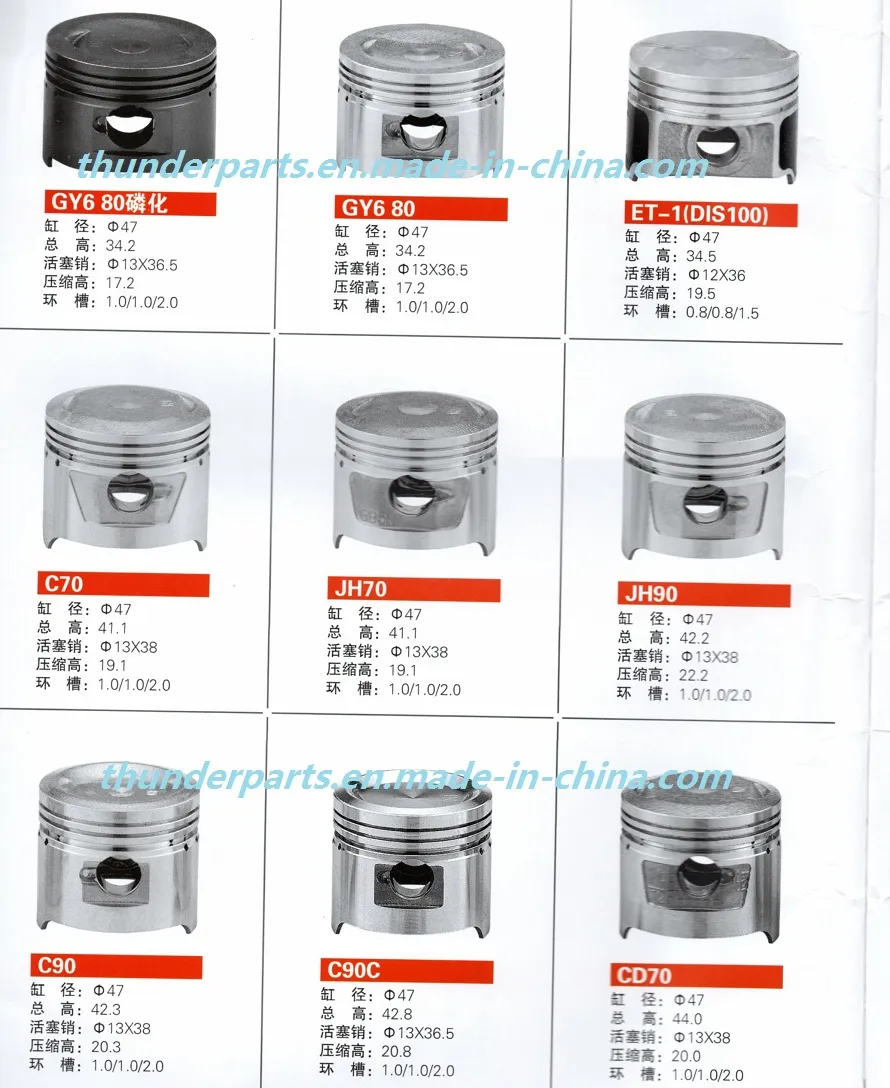 Parts of Motorcycle Piston Spare Parts for Cubs and Moped 50cc 70cc 90cc 100cc 110cc