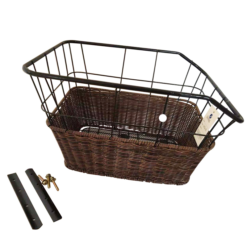 Popular Rear Steel Weaven Bicycle Basket with Plastic Wire of Bicycle Parts