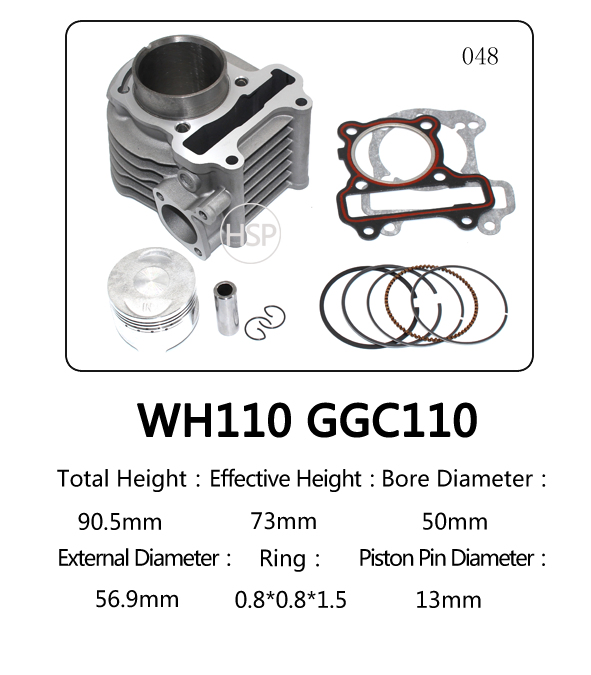 Scooter Engine Parts Motorcycle Cylinder Block Kit for Honda WH100 (GCC100) WH110 (GGC110)