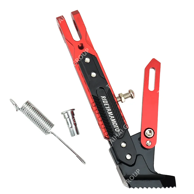 Yamamoto Motorcycle Accessories Universal Motorcycle Red Side Stand Kickstand Thicken Aluminum CNC Adjustable Support Frame Leg for YAMAHA Nmax 155 Honda Suzuki