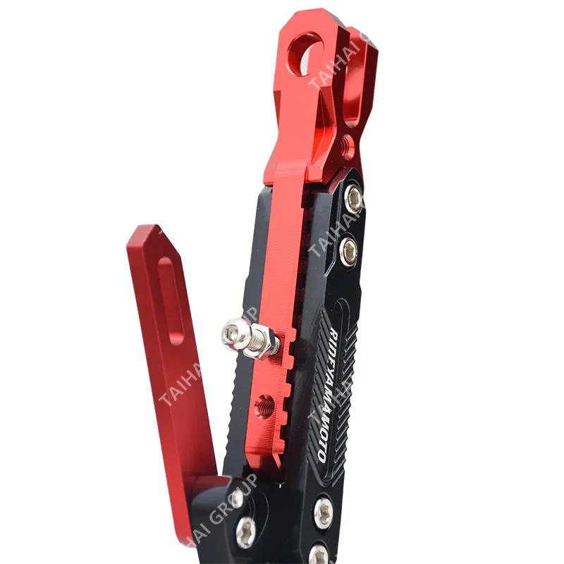 Yamamoto Motorcycle Accessories Universal Motorcycle Red Side Stand Kickstand Thicken Aluminum CNC Adjustable Support Frame Leg for YAMAHA Nmax 155 Honda Suzuki